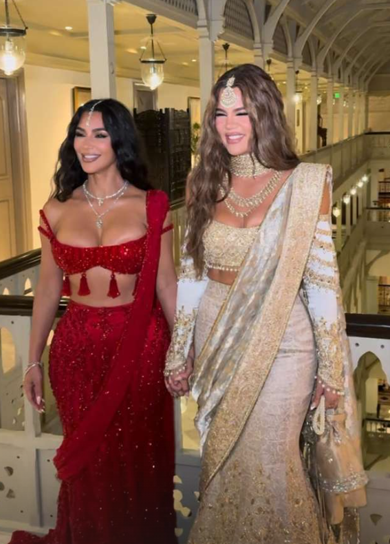 Kim and Khloé Kardashian Steal the Spotlight at Anant Ambani’s Extravagant Mumbai Wedding!